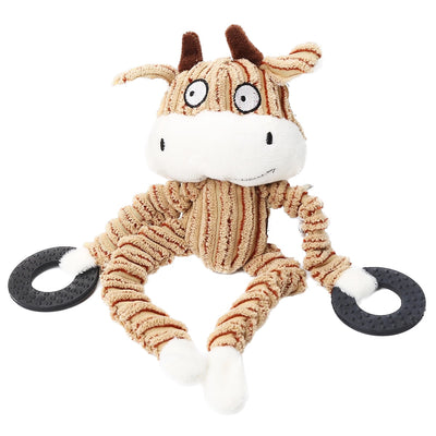 Cute Animal Shape Plush Toy with Ring Dog Toy - Brown