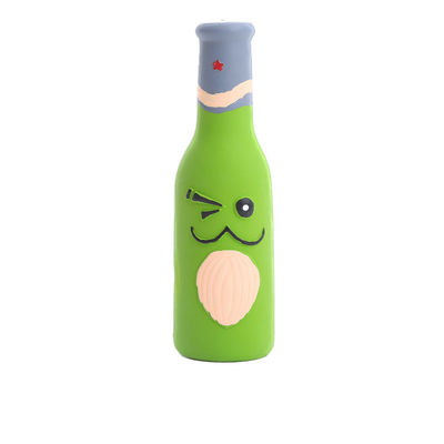 Bubbly Bottle-Shaped Squeakers Squeaky Dog Toy - Green Beer-Shaped