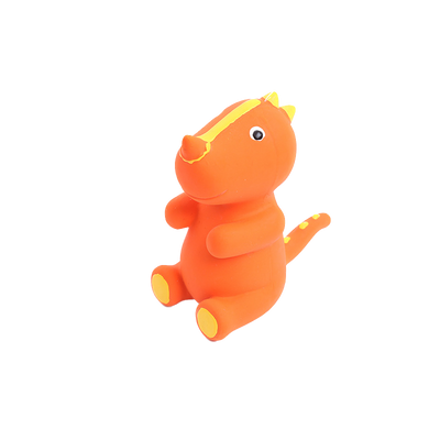 Dino Delight Dinosaur Shaped Squeaky Dog Toy - Orange Trilophosaurus