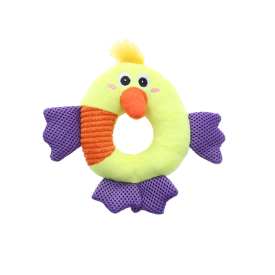 Ring Faces Cute Plush Squeaky Dog Toy - Yellow