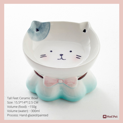 Tall Feet Ceramic Bowl - Blue