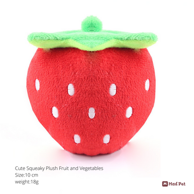 Cute Squeaky Plush Fruit and Vegetables - Red Strawberry