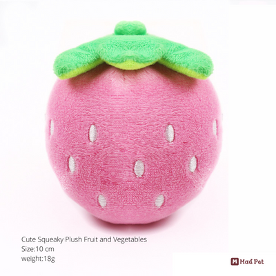 Cute Squeaky Plush Fruit and Vegetables - Hot Pink Strawberry
