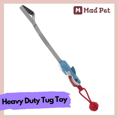 Mad Shark Heavy Duty Interactive Squeaky Tug Dog Toy - Shark