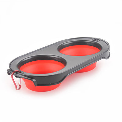 Collapsible Dog Bowl Travel Bowl Portable Bowl - Dual - Red