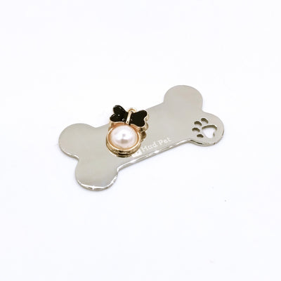 Dog ID Tag - Bone Shape - Black Bow Pearl