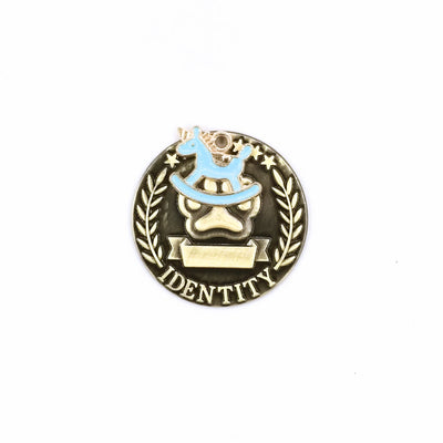 Dog ID Tag - Circle Shape - Blue Rocking Horse
